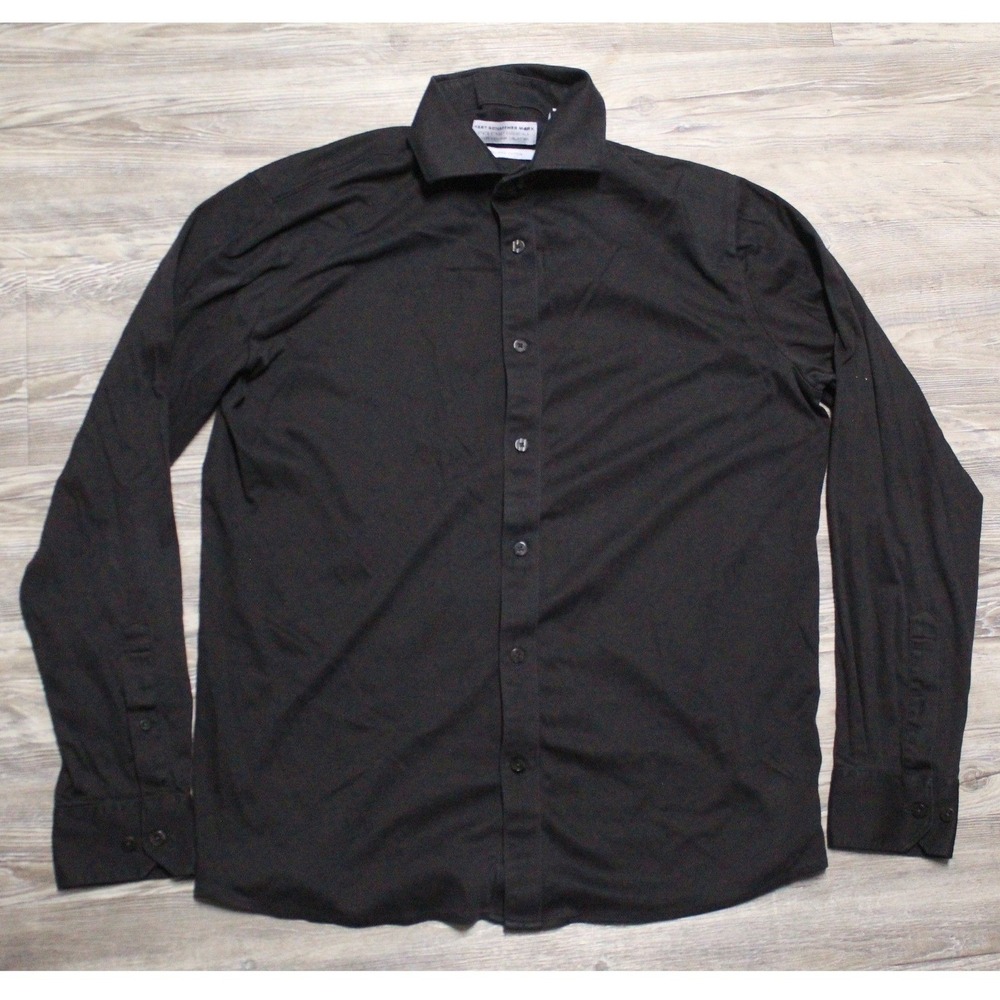 Hart Schaffner Marx Shirt Men's M Black Non-Iron Ultra-Fine Cotton Button Down